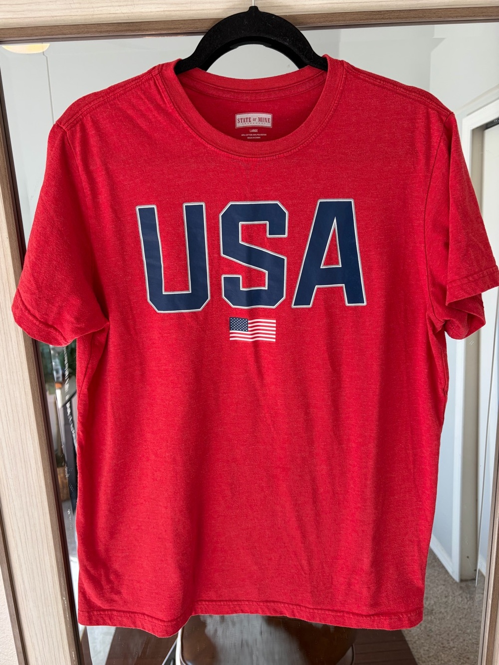 State of Mind USA Red White and Blue Patriotic t-shirt 100% Cotton Sz Large